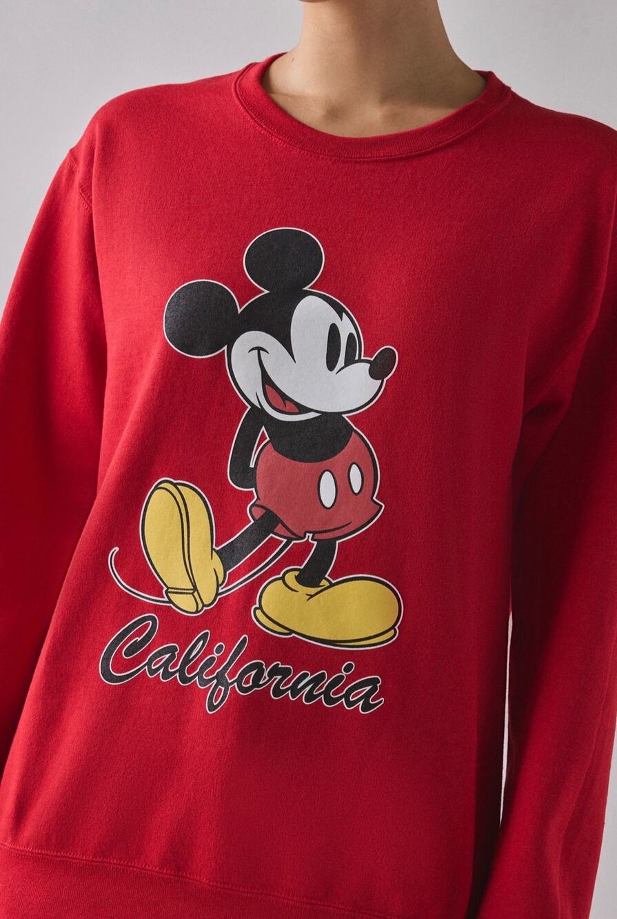 Disney Mickey Stands California Sweatshirt Pullover Red Classic Women Small New